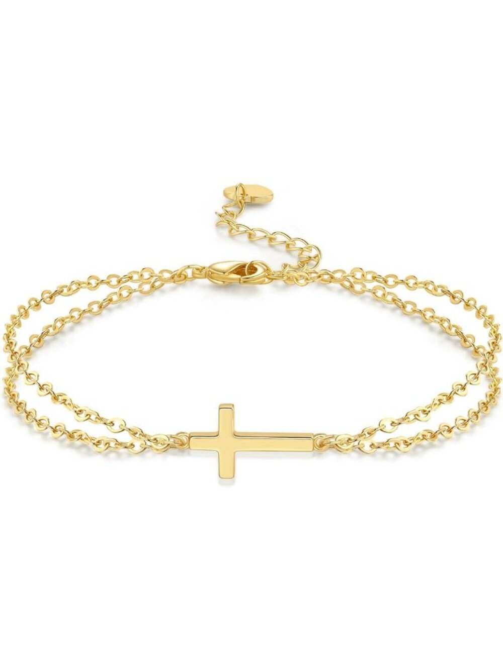 Elegant 14K Gold Sideways Cross Bracelet - Stylish Women's Gold Jewelry
